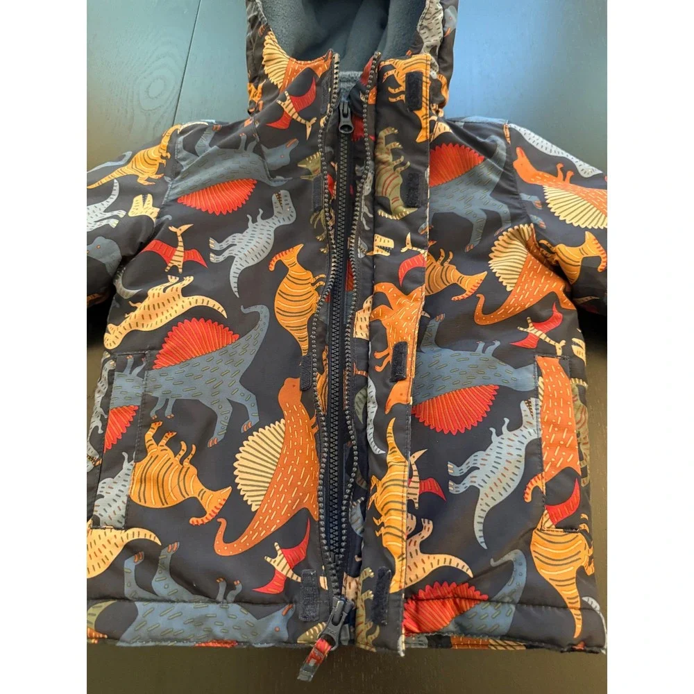 The Children's Place 3-in-1 Toddler Dinosaur Jacket Coat Size 2T Blue Fleece Zip